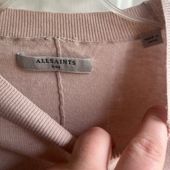 All Saints Women's Sweater in Light Pink and Cream - Picture 4 of 6